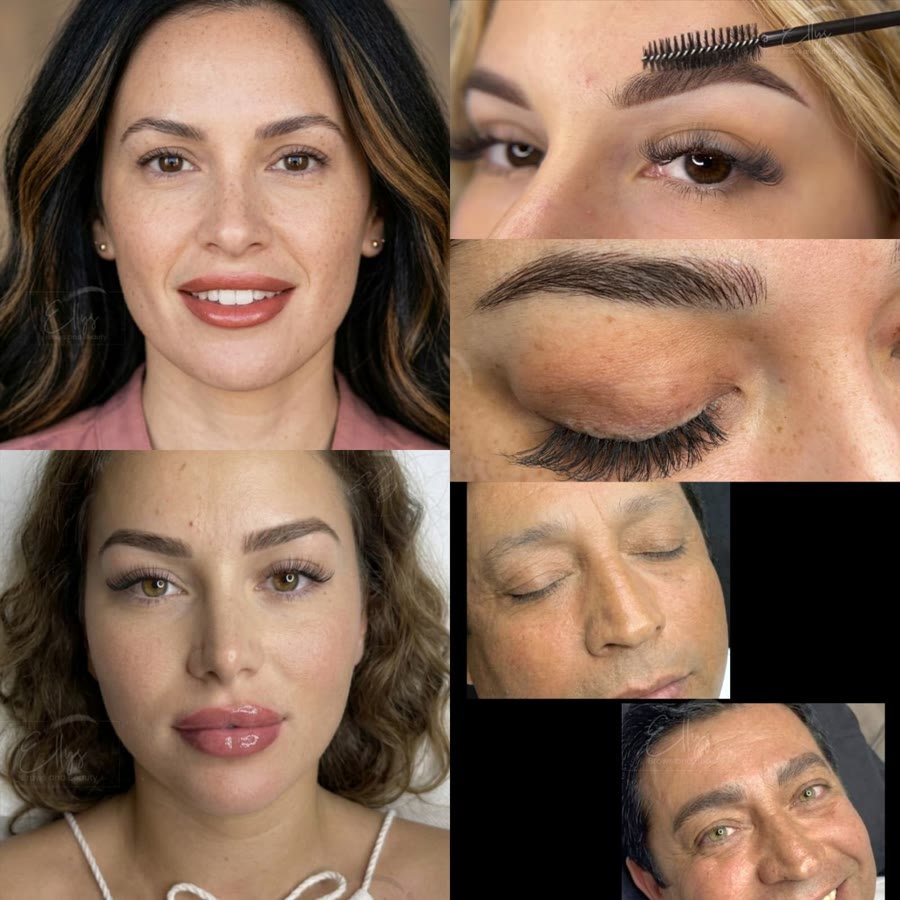 Permanent makeup results by Mayling Huang: brows, lip blush, eyeliner and male brows